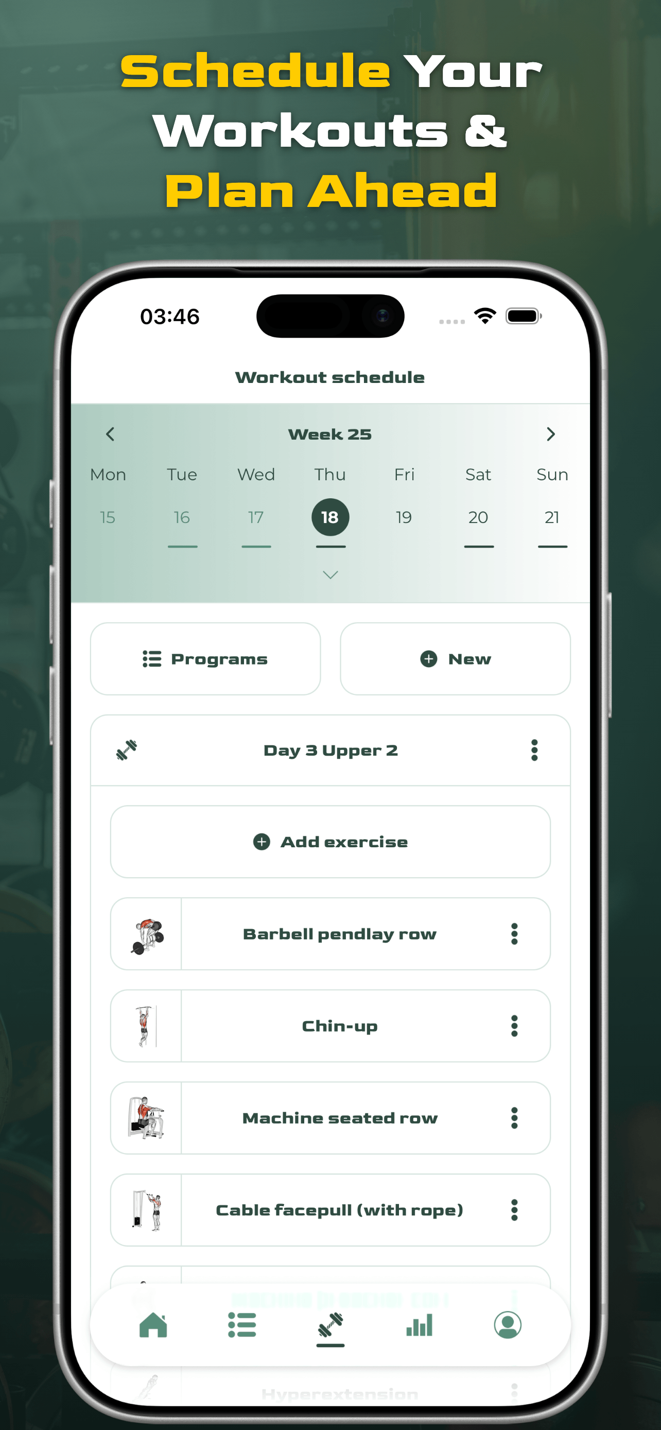 Virtus Athlete workout schedule and weekly planner